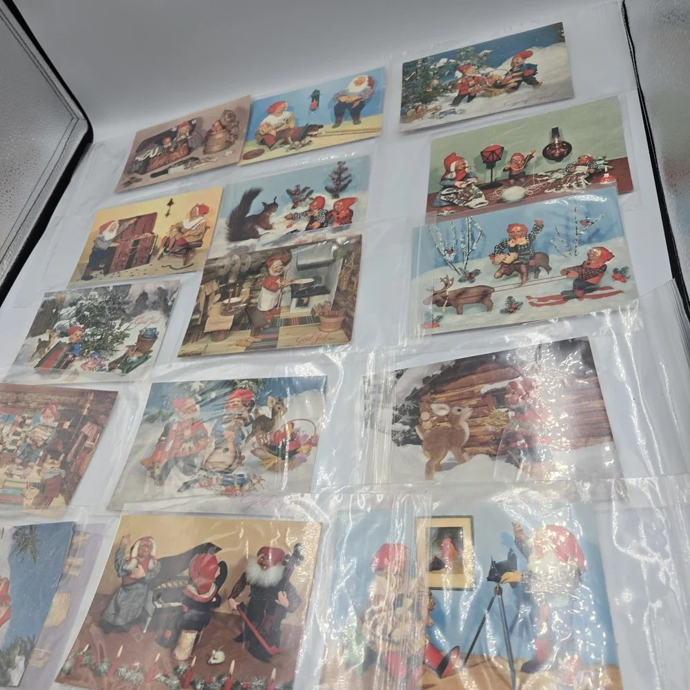 (16) c1910's Christmas Elf Gnomes Nisse‎ Winter Scenes Posted Antique Unused
